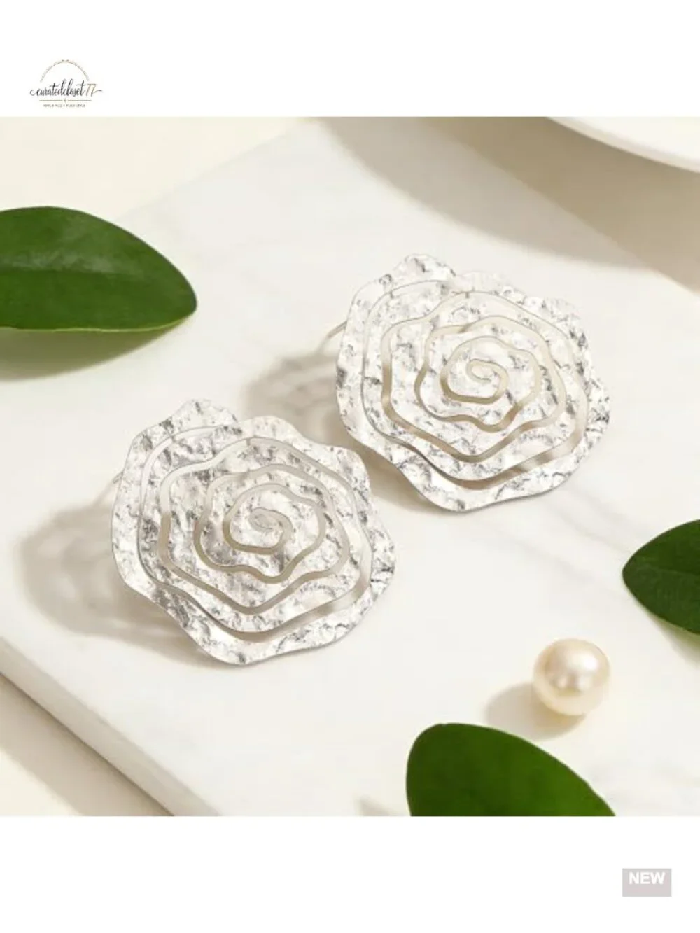 Chunky Spiral Drop Dangle Earrings Hammered Metal Geometric Fashion